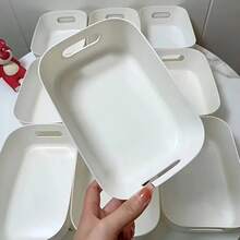 3/5/10pcs White Storage Boxes, Desktop Organizer Boxes, Household Cosmetic Storage Boxes, Bathroom Kitchen Dorm Sundries Snack Storage Boxes, Kitchen Fridge Food Storage Boxes, Classroom Pen Holder Boxes - White 1 - View 5