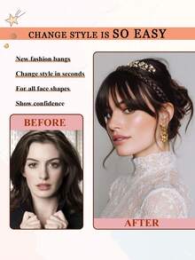 Fake Bangs Hair Neat Fringe Bands With Braids Fringe Headband Bangs Heat Resistant Synthetic Natural Bangs In Hair Extensions Straight Bangs Hairpieces For Women 1pc - Multicolor - View 3