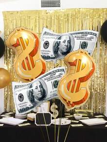 4 Stücke Geldschein Ballon Set, beinhaltet Dollarschein und Dollarsymbol Folienballons, für Geburtstagsdeko, Geld-Themen Party, Casino Party, FUN Geld-Themen Party, Bank Innenraum Hintergrund Deko Ballons, Themen Party Dekoration