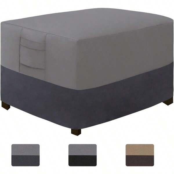 Outdoor Ottoman Cover Waterproof Patio Ottoman Cover Heavy Duty Outdoor Furniture Cover With Padded Handles 40"X30"X17" Gray Dark Gray