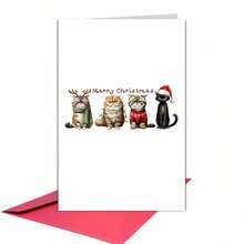 1pc Funny Christmas Card - Sassy Cat With Santa Hat & "He Wouldn't!" Text - Perfect Gift For Cat Lovers, Colleagues - Paper Material Holiday Card, Australian Christmas Greeting Card, Christmas Card Funny, Christma Card With Envelope, Christmas Animal - Multicolor - View 7