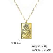 TEAMER Stainless Steel Tarot Cards Necklace Vintage Tarot Jewelry Good Luck Amulet Pendants For Women{Inchcolor_nameinch:InchGold-THECHARIOTinch} - 黃金-THECHARIOT - 查看 8
