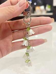 Orchid Faux Pearl Keychain With Tassel, Chain Ring, Backpack Charm, Car Pendant, Earphone Accessories, Women. Cute Pearl Chain Orchid Keychain, Tassel Style Keychain, Backpack Charm, Bag Decoration, Birthday/Party Backpack School Car Accessories Goth Y2k - Nhiều màu - Xem 3