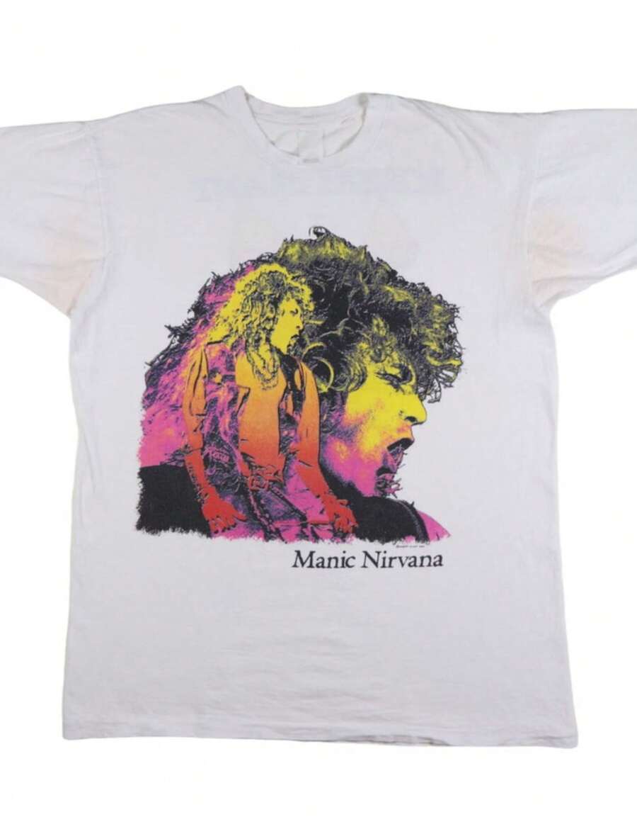 1990 Robert Plant Manic Two Sides Unisex T-Shirt - trắng - Xem 1