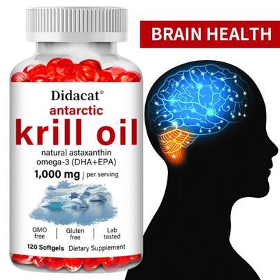 Aceite de krill 3, máxima potencia - Con fosfolípidos y astaxantina - Suplemento para la salud cerebral para hombres y mujeres - 120 cápsulas blandas