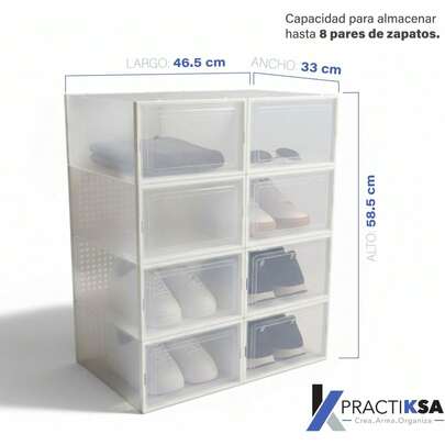 K PRÁCTICA| Ropero Closet Organizador Armable 8 Secciones - Color Blanco
