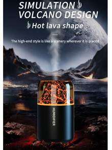 1pc Colorful Volcano Shaped Humidifier, USB Powered, 2 Working Modes, 7-Color LED Light, 180ml Capacity, Volcano Effect Aroma Lamp And Essential Oil Diffuser, Auto Shut-Off, Quiet Mist, Air Freshener For Car, Room, Office, Living Room, Desk, Unisex Daily Gift - 白色 - 查看 9