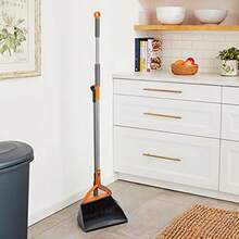 Quick 'n Easy Upright Broom And Dustpan Set In Gray/Orange For Efficient Home Cleaning Lightweight Design With Ergonomic Handle And NonSlip Grip Ideal For Daily Use On Hard Floors And Carpets - QuickNEasyUprightBroomandDustpanSetGrayOrange - View 2
