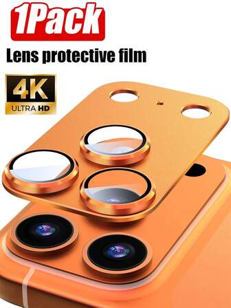 适用于 17 Pro Max/17 Pro 的磨砂装甲摄像头镜头保护膜（单片装）[强力吸附][不易碎裂] 金属钢化玻璃后置摄像头屏幕保护膜 - 橙色