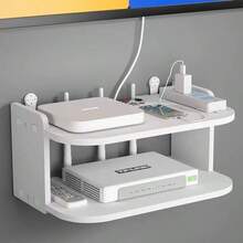 1pc Wall-Mounted Router & WiFi Organizer Rack - Cable Management Holder For Modem, Set-Top Box & TV Accessories | Space-Saving Decorative Storage Design, Ventilated | No Drilling Installation, Create Tidy Home/Office Layout, Practical Organizer - Multicolor - View 11