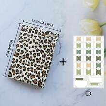1PC A5/A6 Leopard Print Cloth Book Cover, Planner Case Cover Protective Shell Journal Cover Protector Office Stationery Supplies, Give Away 1 Sheet Fabric Index Stickers