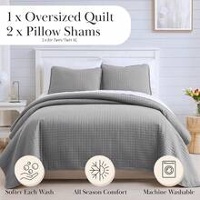 Full/Queen Quilt Bedding Set, Microfiber Quilts Queen Size, Coverlet, Stain & Pet Hair Resistant Bedding, Full Size Bedspread With 2 Pillow Shams, Bone, 2025 - 11 - 灰色 - 查看 1