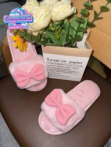 Dép bông màu hồng có nơ dành cho nữ - Dép hở ngón thời trang, mềm mại, bền chắc, thích hợp mang trong nhà hàng ngày. - Hồng - Xem 6