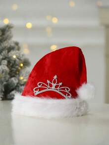 1 pieza - Nuevas decoraciones navideñas muy vendidas, nuevo atuendo navideño para adultos, gorro de algodón con corona rosa y pelo largo, regalos de decoración navideña