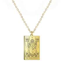 TEAMER Stainless Steel Tarot Cards Necklace Vintage Tarot Jewelry Good Luck Amulet Pendants For Women{Inchcolor_nameinch:InchGold-THEHIEROPHANTinch} - 黃金-THEHIEROPHANT - 查看 1
