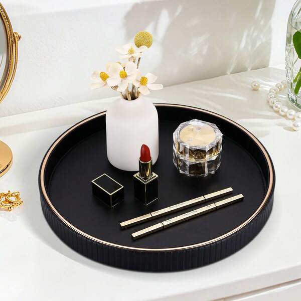 طقم صينية دائرية من الجلد الصناعي الأبيض والذهبي اللامع، طباعة شجرة عيد الميلاد أنيقة لحلول تخزين ديكور المنزل، مثالية لتقديم الضيافة في المناسبات وهدايا أنيقة، عزز ديكورك الاحتفالي بتصميم أنيق ووظيفي، مثالي لتقديم الحلويات وعرض ديكور المواسم