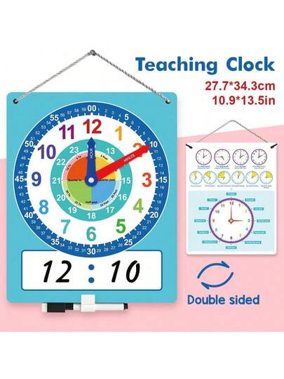 1pc Kid Kindergarten Clock Teaching Demonstration Time To Learn Minute And Hour Hands Teaching Time Essentials Homeschool Supplies