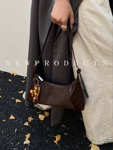 1 Túi đeo nách chắp vá cổ điển dành cho nữ, Túi đeo nách chất liệu PU, Tặng phụ kiện trang trí miễn phí khi theo dõi cửa hàng, Thích hợp cho các buổi đi chơi hàng ngày, hẹn hò, đi làm - Cà phê - Xem 11