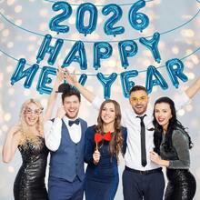 Gold Happy New Year 2026 Balloons, 16 Inch 2026 Foil Number Balloons, 2026 NYE Decorations 2026 New Years Eve Dcor - 藍色 - 查看 7