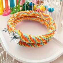 Columpio de anillo creativo para loro, juguete de loro de cuerda de algodón colorida y aro colgante, adecuado para cacatúas, guacamayos y loros para masticar, trepar y jugar - Multicolor - Ver 5