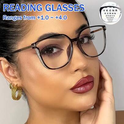 cabecade Fashion Reading Glasses, Suitable For Office, Computer Use, Reading, Magnification Range From +1.0 To +4.0