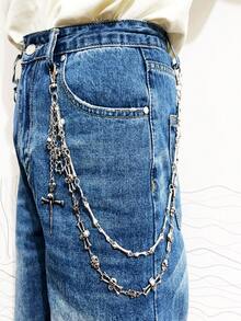 时尚个性金属骷髅裤链 高端嘻哈暗黑朋克风腰链 万圣节配饰