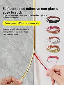 [Waterproof Metal Texture Strip] Self-Adhesive Waterproof Metal Texture Strip | Seam Decorative Wall Cloth Edge, Door And Window Edge Line, Waist Line, Kick Line, Kitchen Bathroom Countertop Gap, Cabinet Frame Beautification, Ceiling Corner Line