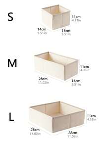 一套6/3/1件布艺文胸收纳盒，可用于衣柜空间收纳文胸、袜子、内裤、衬衫、领带等，适用于卧室、衣柜、抽屉、床边，可作圣诞礼物，米色 - 彩色 - 查看 10