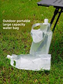 2pcs 2L Outdoor Camping Foldable Water Bags, Cycling Hiking Transparent Water Pouches, Collapsible Water Bottles - Multicolor - View 5