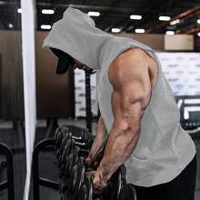 Sudadera con Capucha de Manga Corta para Hombre, Sudadera Deportiva con Bolsillo sin Mangas, cómoda y Transpirable