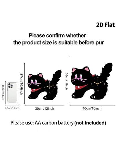 2D Flat 1pc Creative Schattige Home ation Animals Wand Clock, Ultra Quiet Quartz Movement, No Ticking Sound, Painting Klok Living Room, Bedroom Office, able Horloge view 2