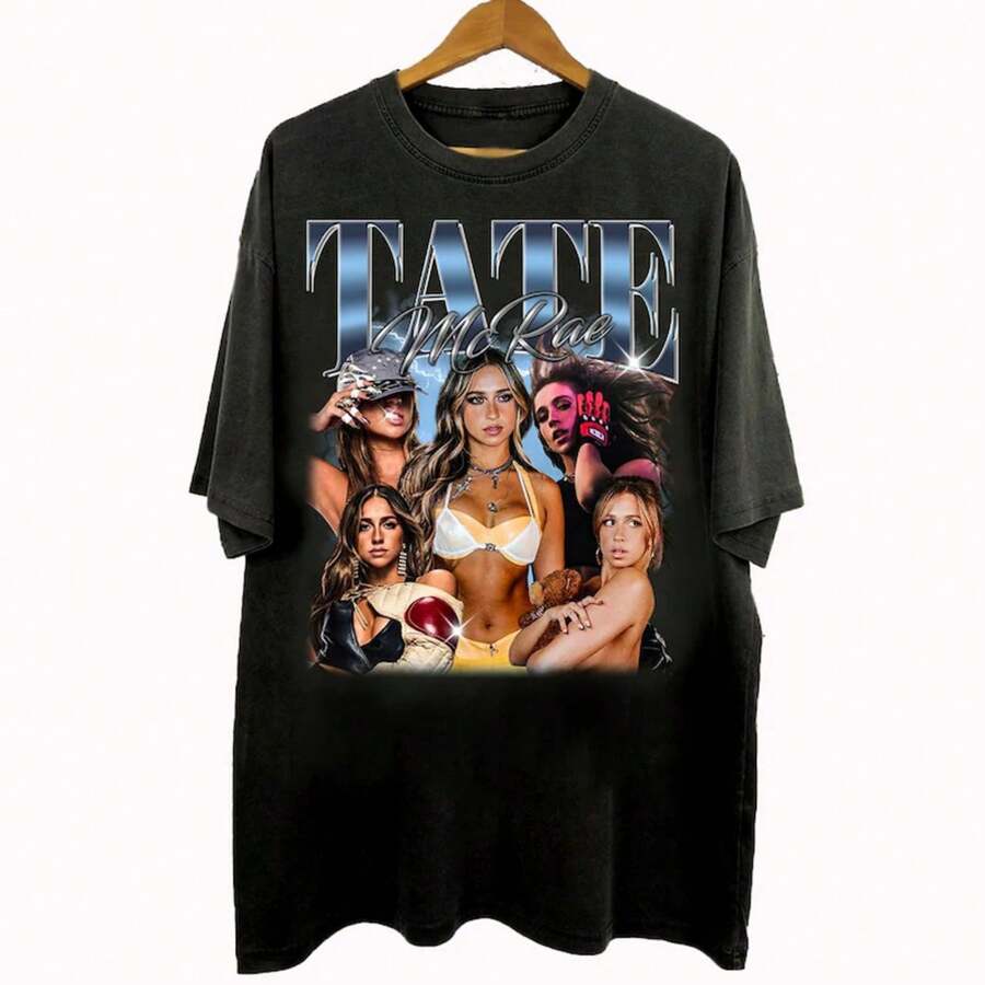 Vintage 90s Bootleg Style Tate McRae T-Shirt, Retro Tate McRae Gifts For Man And Women Unisex T-Shirt - 黑色 - 查看 1