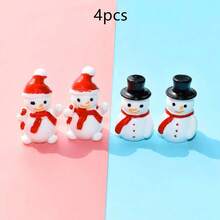 2/4/10 Pcs Mini Resin Snowman Figurines, Suitable For Yard, Garden, Bedroom, Living Room, TV Stand, Computer Desk Decor, Holiday Display And Party Accessories - Multicolor - View 7