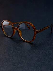 复古经典小框圆形透明镜片眼镜，男女皆宜的朋克艺术风高端街头风格眼镜 - 彩色 - 查看 3