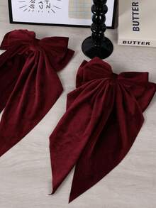 1个圣诞天鹅绒蝴蝶结发夹，女士大蝴蝶结发饰，时尚优雅，秋冬蝴蝶结发夹，舒适天鹅绒材质，多种颜色可选，适合日常佩戴、派对、旅行，最佳礼物（酒红色），发饰，发夹，发爪夹，学习用品，发爪，头部饰品，女士发饰，发卡 - 酒紅色 - 查看 4