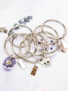 12/24pcs Silver Metal Curtain Rings With Clips, 2.5cm Inner Diameter, Metal Curtain Clips/Curtain Rings, Metal Hanging Rings, Strong Load-Bearing, With Hooks, Suitable For Living Room Home Decor - Multicolor - View 5