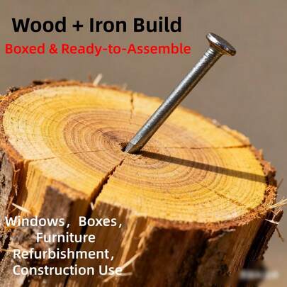 6-In-1 Assorted Round Head Nails Set (16mm, 20mm, 25mm, 30mm, 40mm), Carpentry Nails For Woodworking, Home Improvement, Construction, Packaging Box