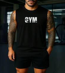 Men's Tank Top Basic Workout/Gym Top - 黑色 - 查看 3