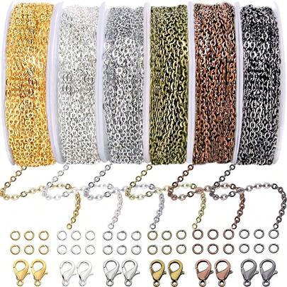 Chains Jewelry Making Supplies, 60ft Cable Link Chains For Making Jewelry Necklace Earring Bracelet Findings DIY Cra...