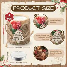 8 buc. decorațiuni de Crăciun, suport pentru lumânări tip pastilă din lemn cu lumânări tip pastilă, semn de Crăciun fericit pentru petrecere de sărbători, Anul Nou, Halloween, decorațiuni de Crăciun, nuntă, aniversare, cadouri de petrecere pentru petrecerea burlăcițelor, cadouri de Crăciun