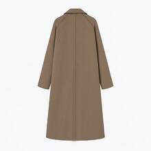 Women's Plaid Button Casual Loose Mid-Length Trench Coat - Army Green - View 4