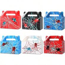 D12Pcs Spider Party Favors Boxes Spider Web Paper Treat Box Birthday Plies Red Blue Black Color Goodie Gift Boxes For Kid Boy Birthday Baby Shower Game Party Table Decoration 6 X 3.5 X 3 Inches - 紅藍黑 - 查看 1