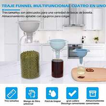 Embudos de cocina para llenar botellas,Juego de embudos de 3,Embudo de aceite,Resistente y no se deforma fácilmente,Adecuado para todo tipo de alimentos sólidos y líquidos(default) - Multicolor - Ver 5