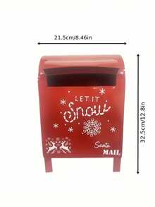 户外金属圣诞邮箱，复古设计，金属材质，顶部开口，可存放写给圣诞老人的信件，适合室内外使用，可用作节日装饰、圣诞装饰，北极邮递员信件收集器