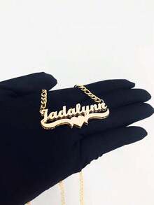 1PC Customized 316L Stainless Steel Name Necklace, Bohemian Style Custom Atomized Letter Pendant, Thick Cuban Chain, Men's And Women's Jewelry, Perfect For Weddings, Thanksgiving, Christmas Gifts,Delicate Romance,Black,Silver,Gold,Stylish,Colorful,Vintage,Simple,Unisex,Casual,Cuties,Custom,Personalized,Unique,Ideal Gifts For Him,Ideal Gifts For Her,Her,Boyfriend,Girlfriend,Dad,Mom,Family,Friends,For Anniversaries,For Birthdays,For Graduation,For Prom,For Party,Customized Fashion Necklaces