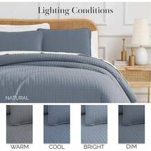 Full/Queen Quilt Bedding Set, Microfiber Quilts Queen Size, Coverlet, Stain & Pet Hair Resistant Bedding, Full Size Bedspread With 2 Pillow Shams, Bone, 2025 - 20 - Slate Blue - 查看 3