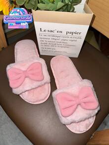 Dép bông màu hồng có nơ dành cho nữ - Dép hở ngón thời trang, mềm mại, bền chắc, thích hợp mang trong nhà hàng ngày. - Hồng - Xem 5