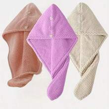 Women's Quick-Drying Microfiber Headscarf - Dry Hair Cap - Women's Absorbent Pineapple Grid Coral Fleece - Dry Hair Towel - Long Hair Thickened Super Absorbent Soft Headscarf Pack For Curly Hair, Modern Design With "Dry Your Hair" Text, Ideal Bathroom Accessories, Bathroom Headscarf - Pink Hair Drying Towel - View 3