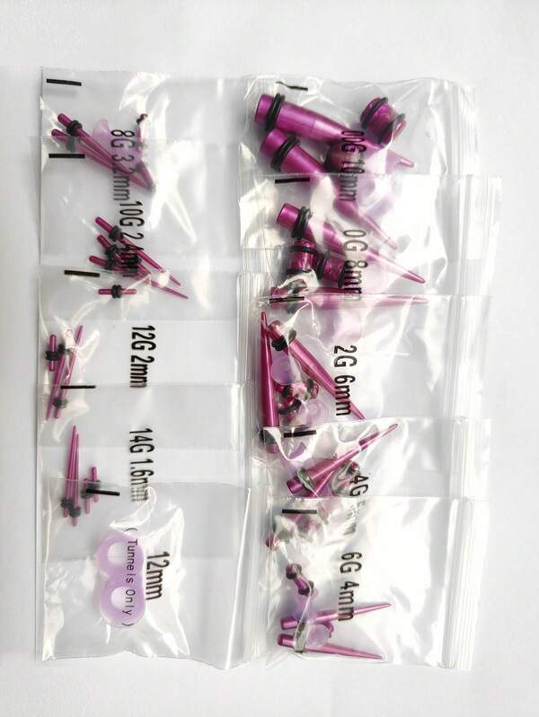 49+1pcs/Set Popular Body Piercing Jewelry Ear Gauges Stretchers Kits, Suitable For Men And Women