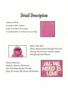 Unisex Pink Retro Washed Hoodie "ALL WE NEED IS MONEY" Letter Print Y2K Loose Hip Hop Street Couple Hooded Sweater - Hồng - Xem 2